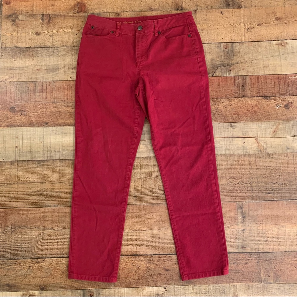 GUC Talbots Red Heritage Slim Ankle Jeans, Size 8